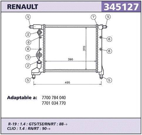 RADIADOR RENAULT CLIO  RENAULT 19 DESDE1988-